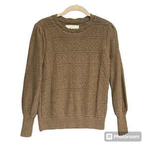 Loft brown/gold size medium sweater decorative neckline long sleeve